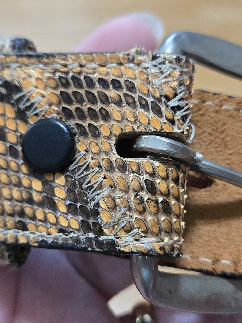 ACME Snake-Print Belt in Brown and Black Genuine Python Vintage - Picture 6 of 12